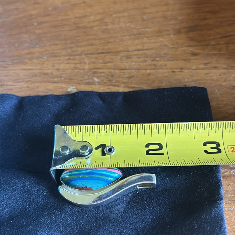Mine Finds by Jay King sterling rainbow calsilica modern design pendant - Picture 7 of 8